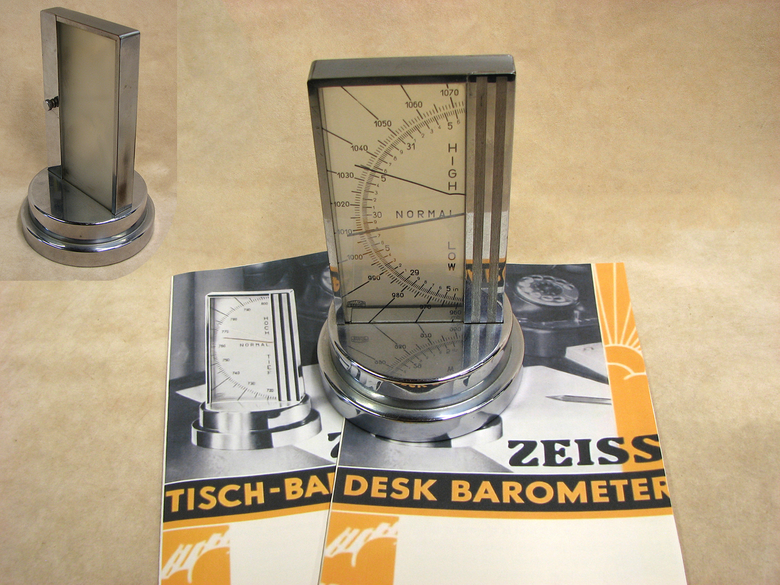Rare 1930's Zeiss Ikon Art Deco period desk barometer